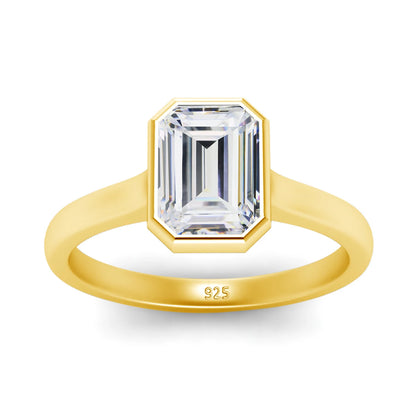 Damen-Ring aus Silber 925 mit Moissanit im Smaragd-Schliff 1 Karat Zertifikat inklusive Echtheitsprüfung