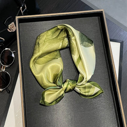Damen Seidensatin Schal quadratisch Blumenprint Kopftuch Bandana Hijab I