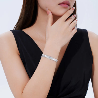 Damen-Tennisarmband Flachdraht mit Moissanit