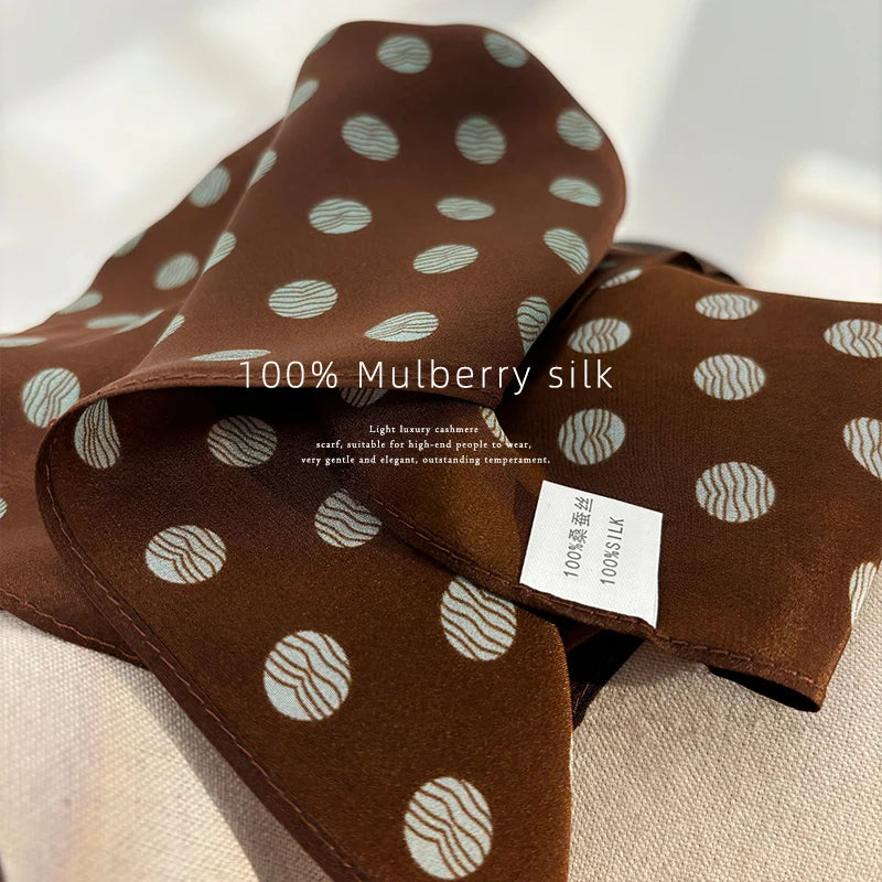 Damen Seidenschal gepunktet quadratisch Kopftuch Hijab Bandana Pashmina