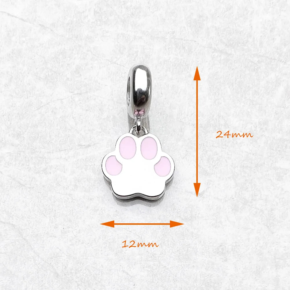 Damen-Charm-Anhänger rosa Pfote süß niedlich aus Sterlingsilber