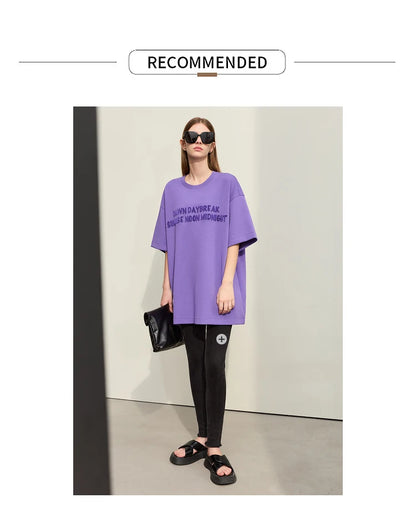 Damen T-Shirts mit Rundhalsausschnitt und losem, lässigem Schnitt mit Stickerei
