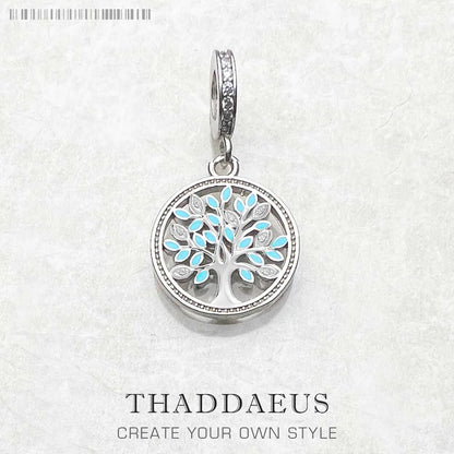 Damen-Charm-Anhänger Baum blau romantisch aus Sterlingsilber