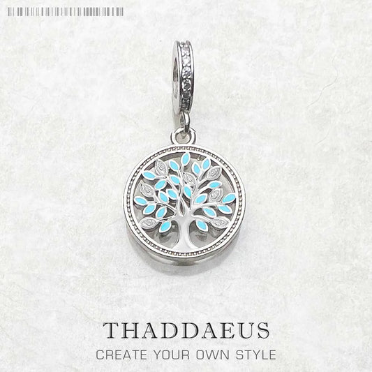 Damen-Charm-Anhänger Baum blau romantisch II aus Sterlingsilber