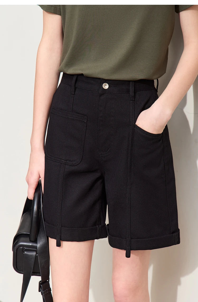 Minimalismus Baumwoll Jeans – Vintage Retro Fashion Shorts für Frauen