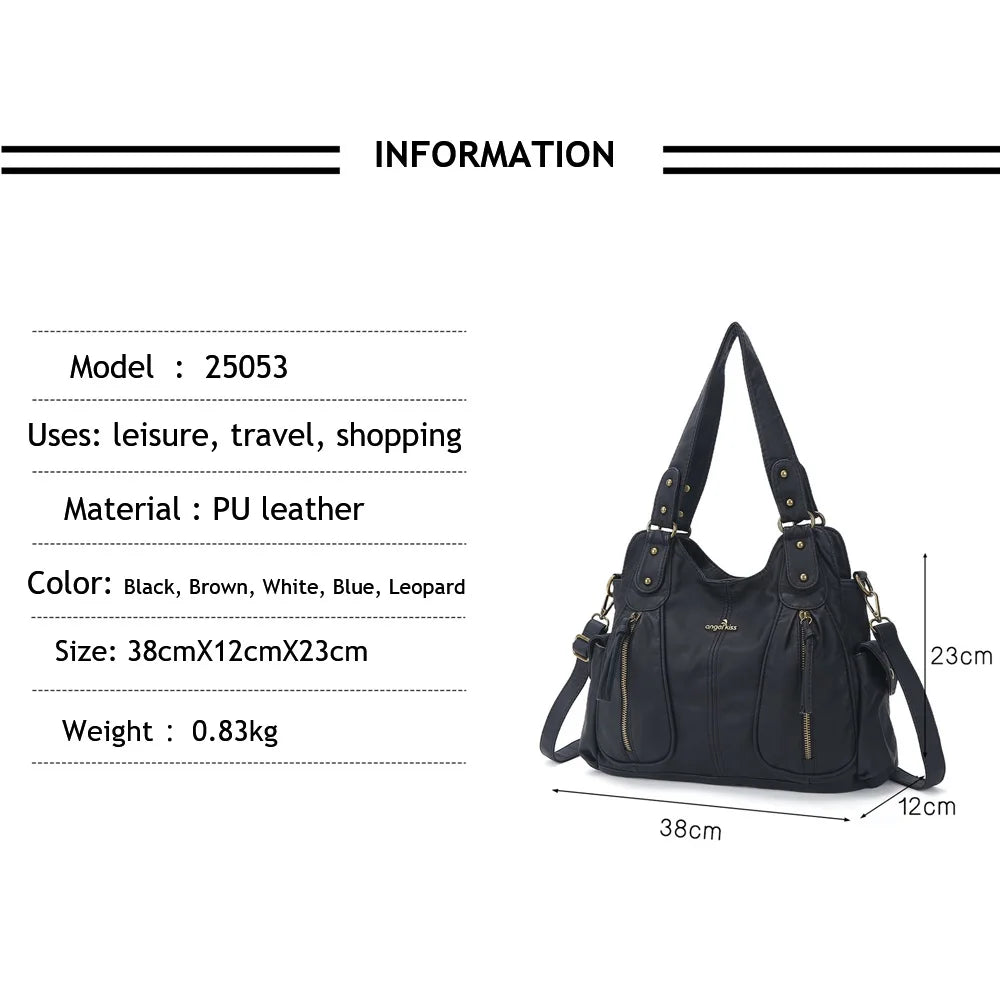Damen-Schultertasche Aus Kunstleder Mit Leopardenmuster Und Große Kapazität Für Alltag