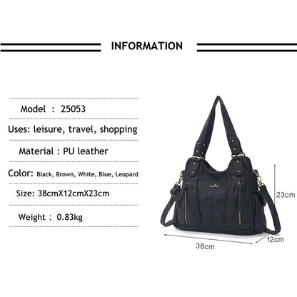 Damen-Schultertasche Aus Kunstleder Mit Leopardenmuster Und Große Kapazität Für Alltag