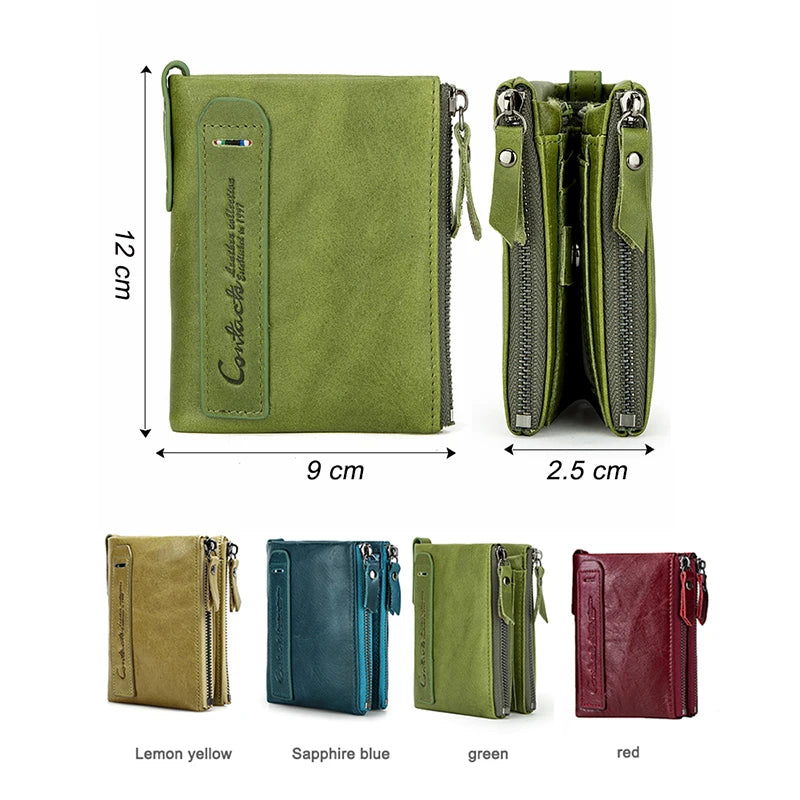 Damen Echtleder Geldbörse Bifold Vintage Portemonnaie Kartenhalter Münzbörse Geldclip