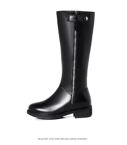 AIYUQI  Women Winter Boots 2025 New Genuine Leather Long Boots Women Big Size 41 42 43 Wool Warm Zipper Riding Boots Women