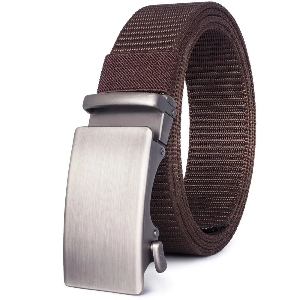 Herren Nylon Canvas-Gürtel Schnellverschluss Casual Army 3,6 cm