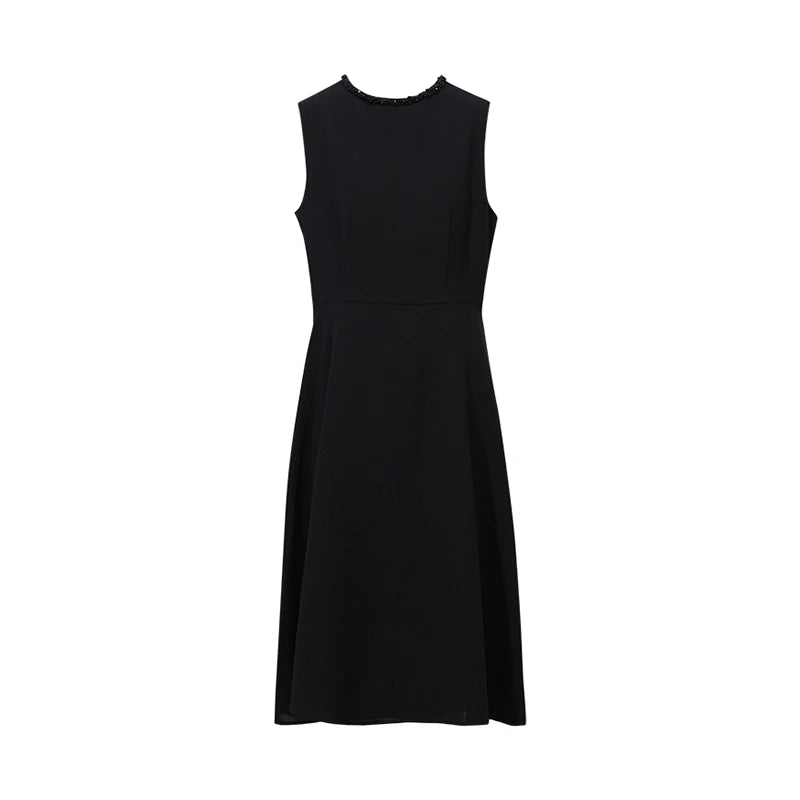 Elegantes Tailliert Midi Kleid Damen Sommer Ärmellos