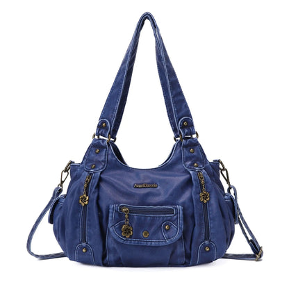 Damen-Schultertasche aus PU-Leder mit Reißverschluss und Mehrfachfächern Kompakter Alltagsbegleiter
