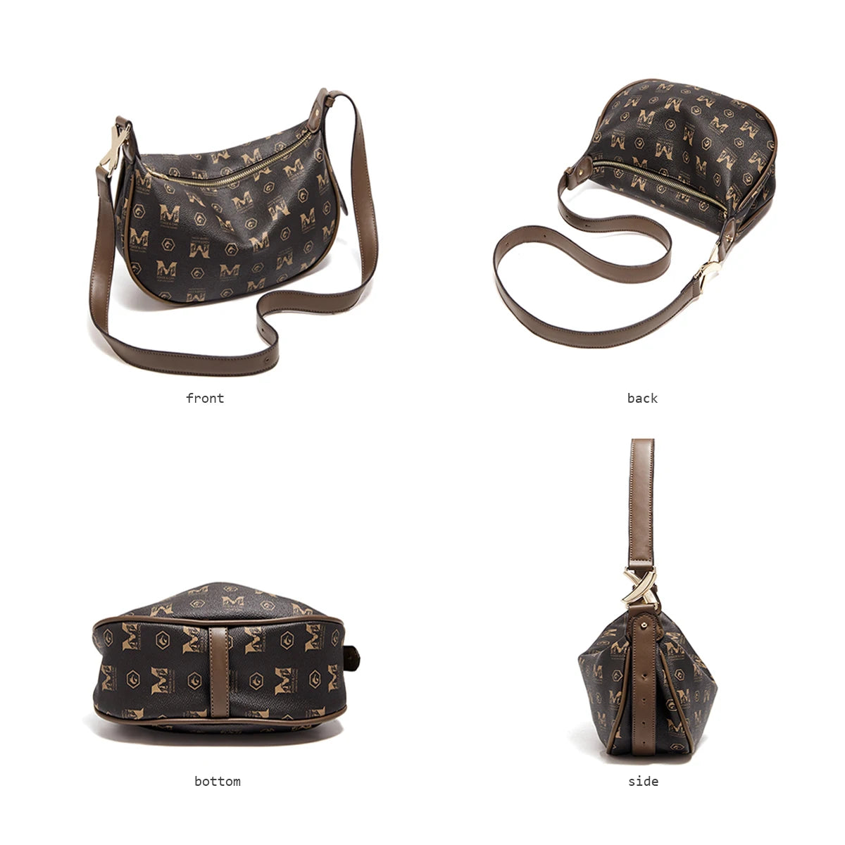 Damen Schultertasche aus PVC-Leder im Retro-Hobo-Stil mit großem Fassungsvermögen