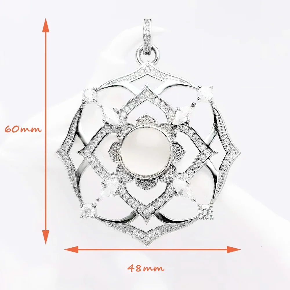 Damen-Charm-Anhänger weißer Lotus Vintage Seele aus Sterlingsilber