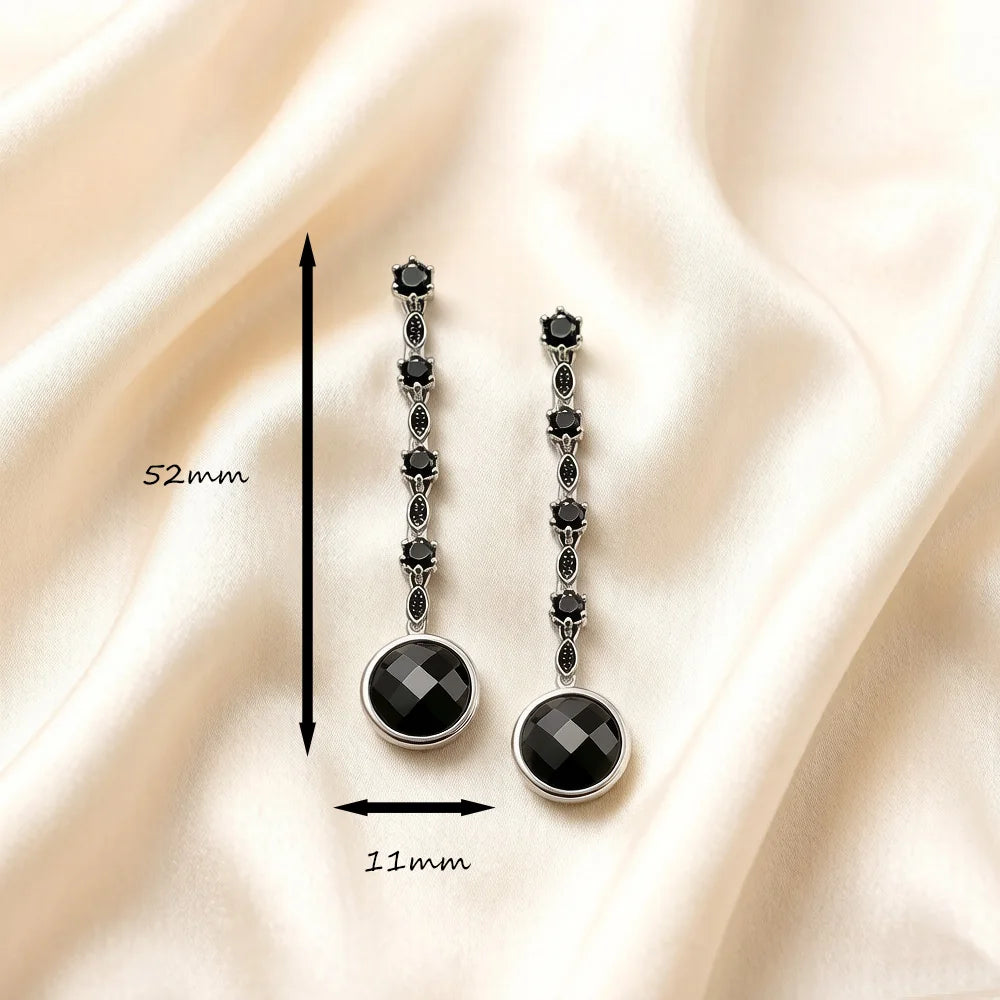 Damen-Tropfenohrringe schwarzer Stern Karma Bohemia aus Sterlingsilber