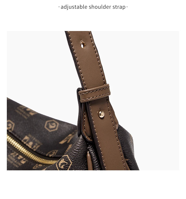 Damen Schultertasche aus PVC-Leder im Retro-Hobo-Stil mit großem Fassungsvermögen