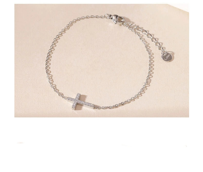 Damen-Armband Kastenkette mit Kreuz-Motiv