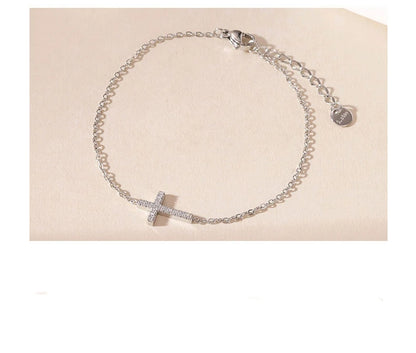 Damen-Armband Kastenkette mit Kreuz-Motiv