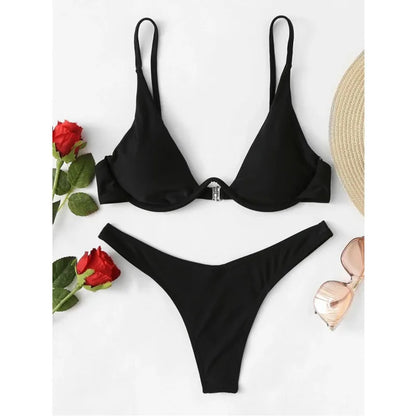 Glamouröses Pailletten-Bikini-Set mit Push-up-Effekt – Perfekt für Strand und Pool