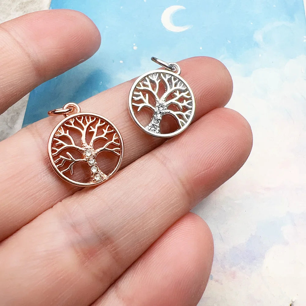Damen-Charm-Anhänger kleiner Baum romantisch Frühling aus Sterlingsilber