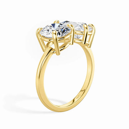 Damen-Verlobungsring mit zwei Moissanit-Steinen aus Silber 925 und 18K-Goldplattierung