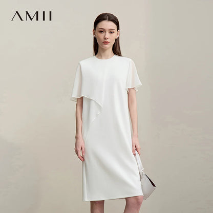 Elegantes Damenkleid Aus Baumwolle Chiffon Lockere Passform