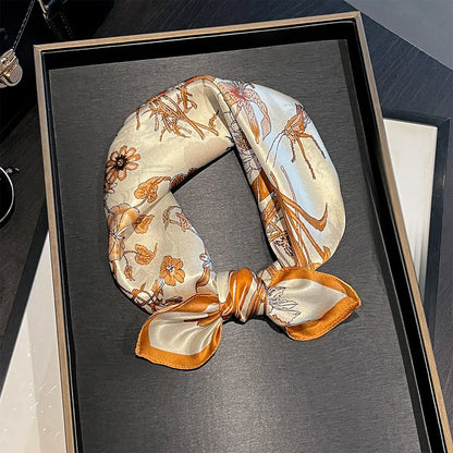 Damen Seidenschal 53cm quadratisch Blumenprint Luxus Hijab Bandana J