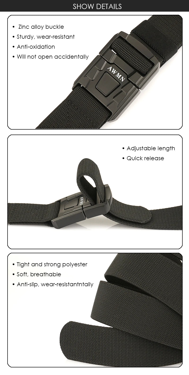 Herren-Gürtel Elastisch Mit Metall-Schnalle Und Schnellverschluss Aus Premium-Canvas-Stretch Für Outdoor Einsatz