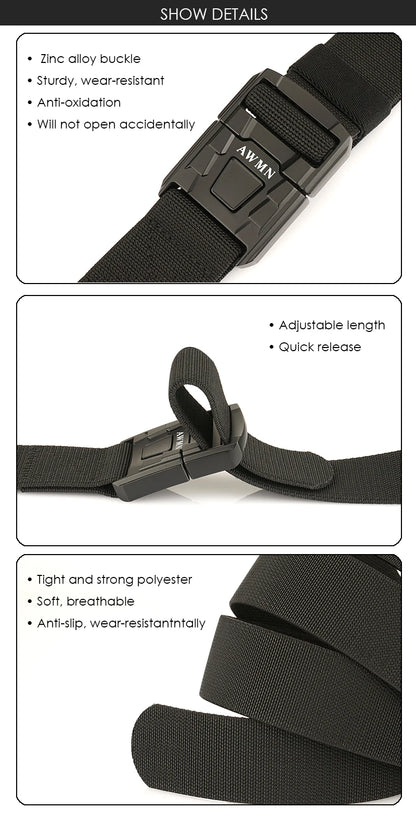 Herren-Gürtel Elastisch Mit Metall-Schnalle Und Schnellverschluss Aus Premium-Canvas-Stretch Für Outdoor Einsatz