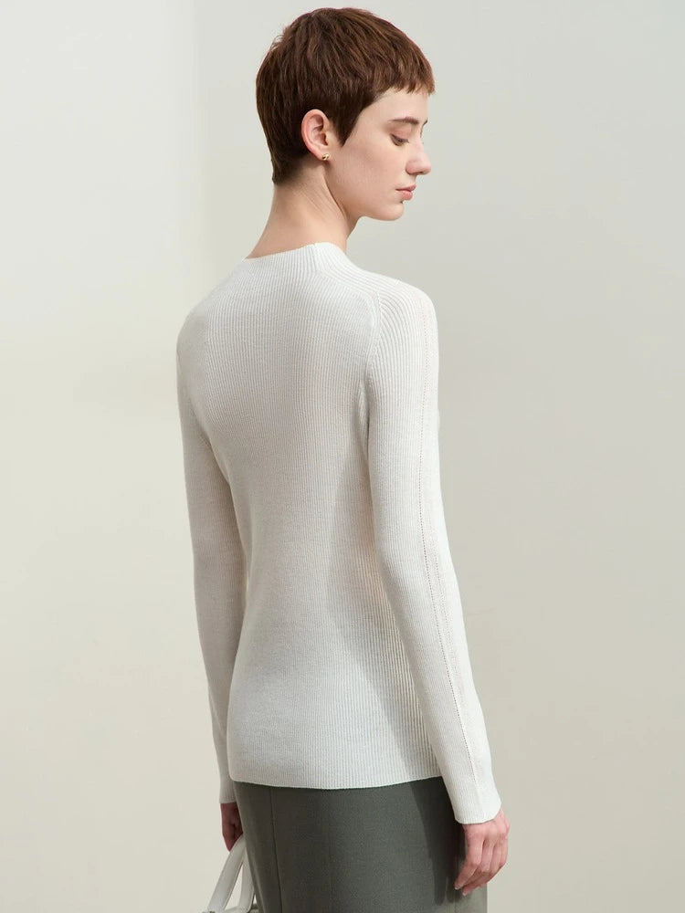 Damen-Halbrollkragen-Pullover Slim Raglan Wolle-Mix Herbst-Winter