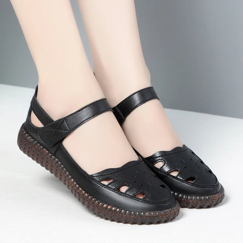 AIYUQI 2025 neue frauen sandalen Flache sohlen nicht-slip hohl frauen schuhe Sommer große-größe weibliche sandalen
