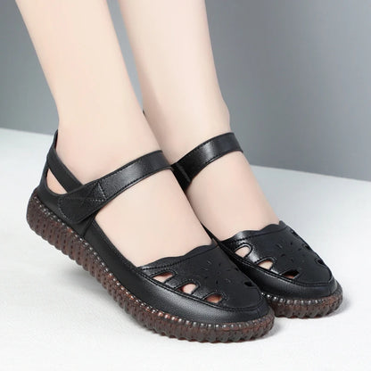 AIYUQI 2025 neue frauen sandalen Flache sohlen nicht-slip hohl frauen schuhe Sommer große-größe weibliche sandalen