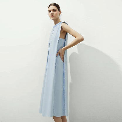 Elegantes Ärmelloses Baumwolle Kleid Mit Kordelzug Für Damen
