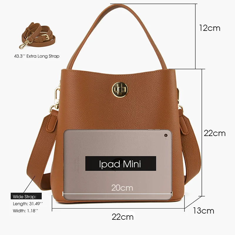 Mini Bucket Bag Vollnarbigem Rindleder | Zwei-Lagen