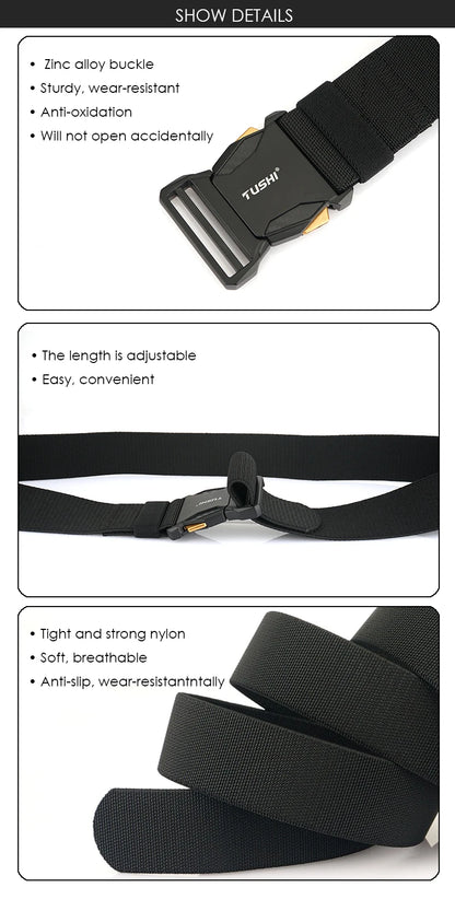 Herren-Taktischer Gürtel aus Nylon mit Elastikband für Outdoor Militärsport Schnellverschluss