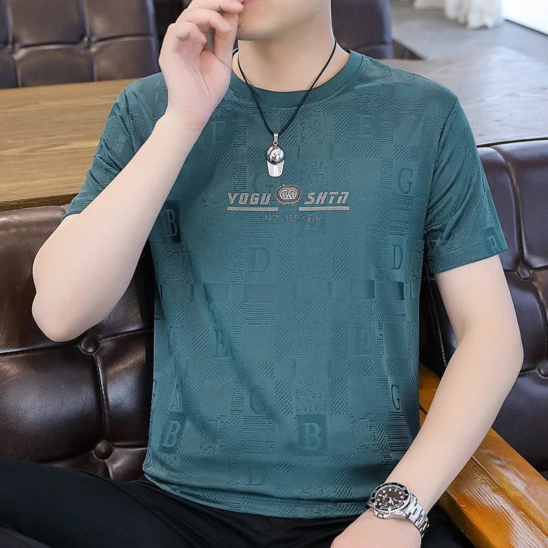 Herren T-Shirt aus feinem Wollstoff mit luxuriösem Print im Slim Fit