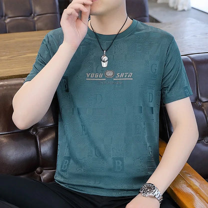 Herren T-Shirt aus feinem Wollstoff mit luxuriösem Print im Slim Fit