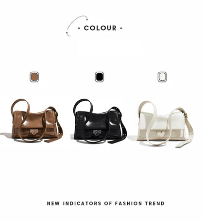 Damen Schultertasche aus Spaltleder und PU im Retro-Stil