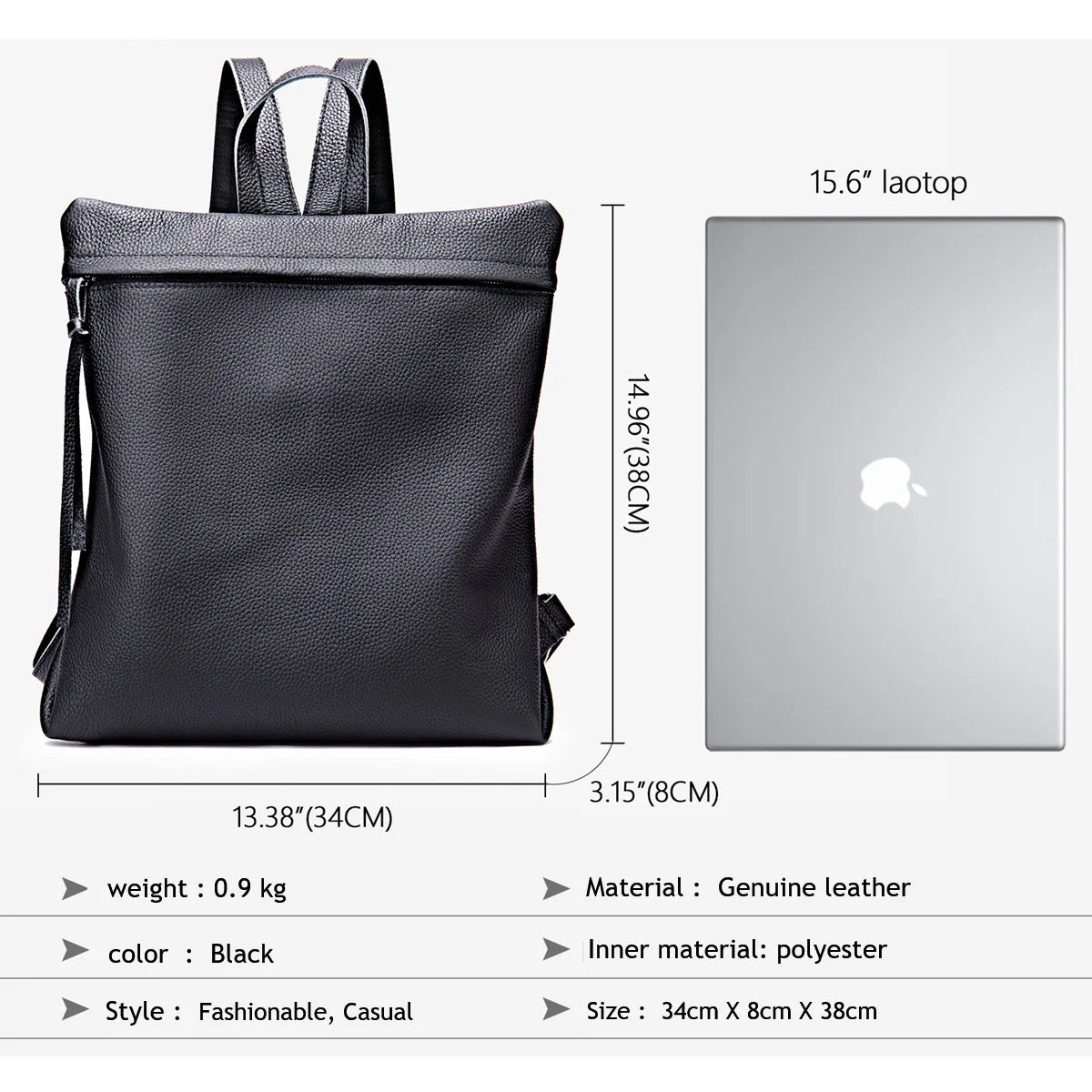 Damen-Lederrucksack Mit Top-Griff Und Viel Stauraum Durch Mehrfachtaschen Und Gepolsterter Rücken