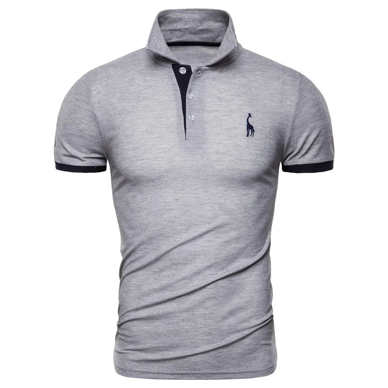 Herren Polohemd Mit Giraffenstickerei Atmungsaktiver Sommerkomfort