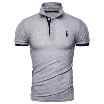 Herren Polohemd Mit Giraffenstickerei Atmungsaktiver Sommerkomfort