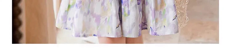 Sommerliches Mädchenkleid aus 100% Baumwolle mit kurzen Ärmeln und Tulpenblumenmuster – niedliche Freizeitkleidung für Kinder von 3 bis 14 Jahren