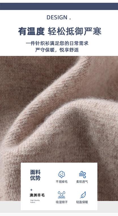 Herbst Winter 100% Hohe Qualität Wolle Strickjacke männer Revers Dicken Zipper Casual Pullover Große Größe Kaschmir Stricken Jacke Männer tops