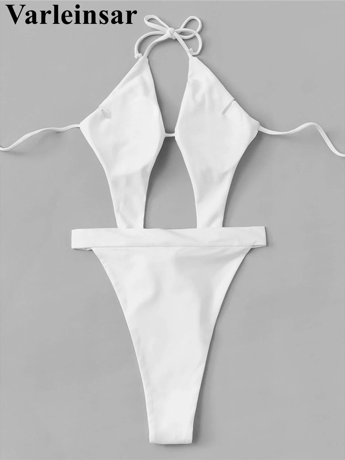 Damen Badeanzug Cut-Out Neckholder Trikini hoher Beinausschnitt Monokini gepolstert
