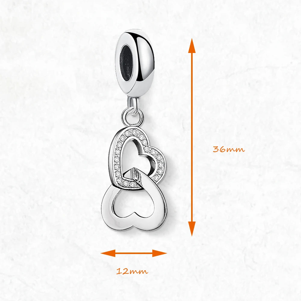 Herz-Anhänger 925er Sterling-Silber, ca. 12×36 mm, mit funkelnder Herzumrandung