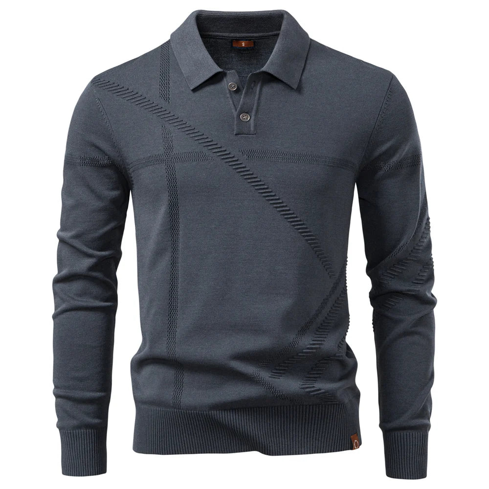 Premium Herren Winterpoloshirt Thermo Warm Elastisch Elegant Casual Top