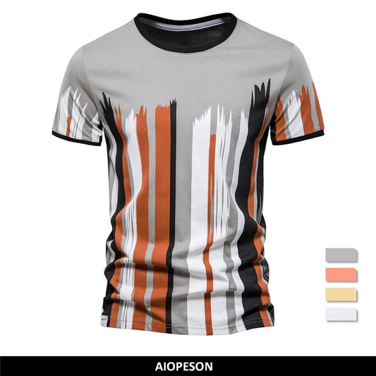 AIOPESON Gedruckt Baumwolle T Shirt für Männer Kurzarm Mode Oansatz Streetwear Herren T-shirts Sommer Casual Tops T Männer Kleidung