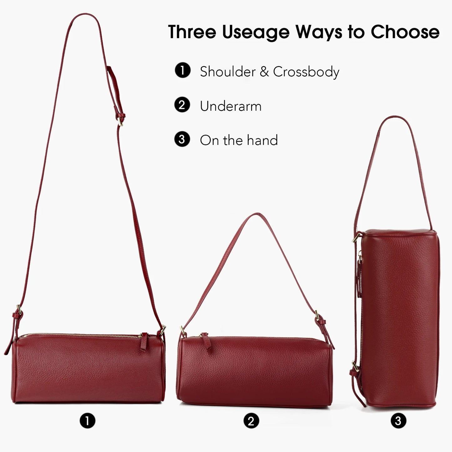 Rindsleder-Handtasche | Top-Handle Mit Schultergurt