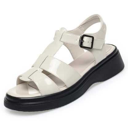 AIYUQI Frauen Sandalen Sommer 2025, Neue Echtes Leder Keil Frauen Sandalen Offene spitze Römischen Sandalen Frauen