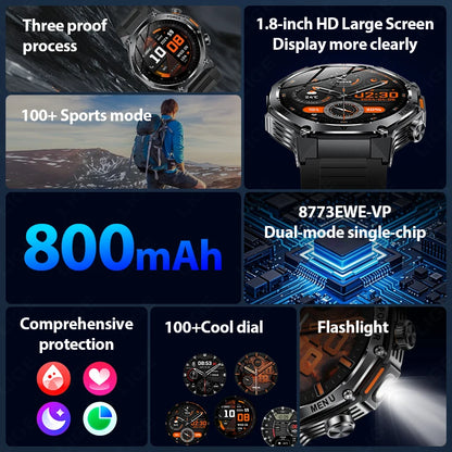 Männer Sport Smart Uhr mit IP68 Wasserdichtigkeit und Bluetooth Anruffunktion